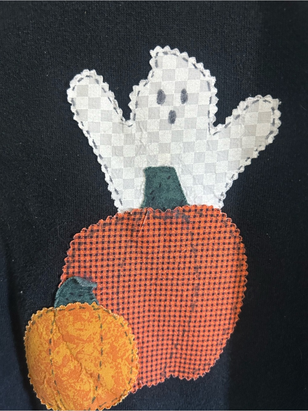 Vintage Jerzees Halloween Patchwork Ghost Pumpkin Crewneck Sweatshirt Womens XL - Picture 5 of 7